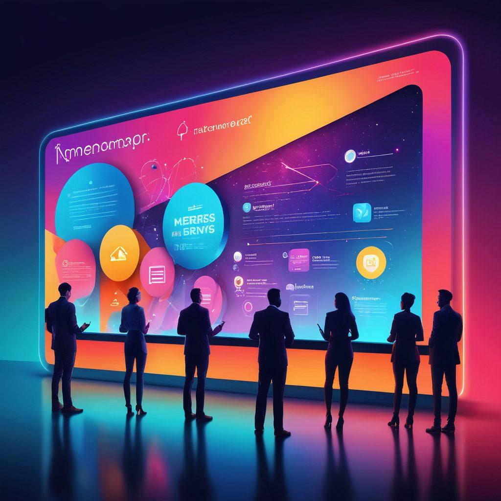 A digital landscape depicting a sleek, modern membership interface on a futuristic screen, with a diverse group of people engaging in various activities such as signing up and enjoying exclusive privileges. Emphasize vibrant icons representing different membership levels and benefits, creating a dynamic atmosphere. Background features abstract shapes symbolizing connectivity and membership growth. super-realistic. vibrant colors. digital art.